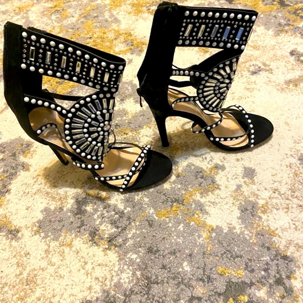 Public desire black suede sandal